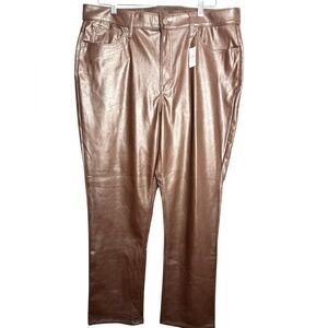 Gap Chocolate Brown Faux Leather Vintage Slim High Rise Pants Sz 16‎ NEW